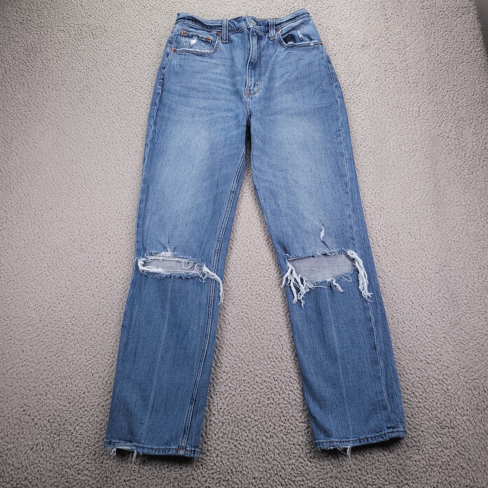 ABERCROMBIE Jeans Size 28/6L Ankle Straight Ultra High Rise Distressed